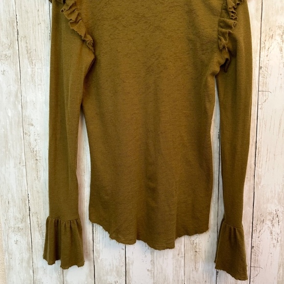 Scotch & Soda Top Womens XL Wool Ruffle Sleeve Raw Hem Minimalist Quiet Luxury - Picture 11 of 16